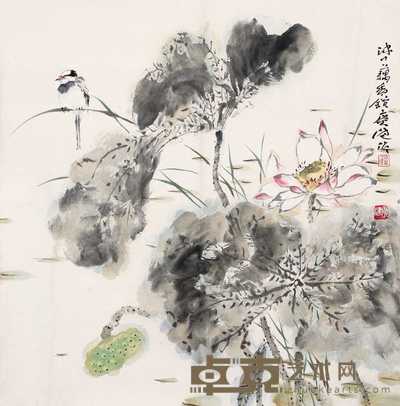 贾广健  荷香鸟静 镜心 68×68cm
